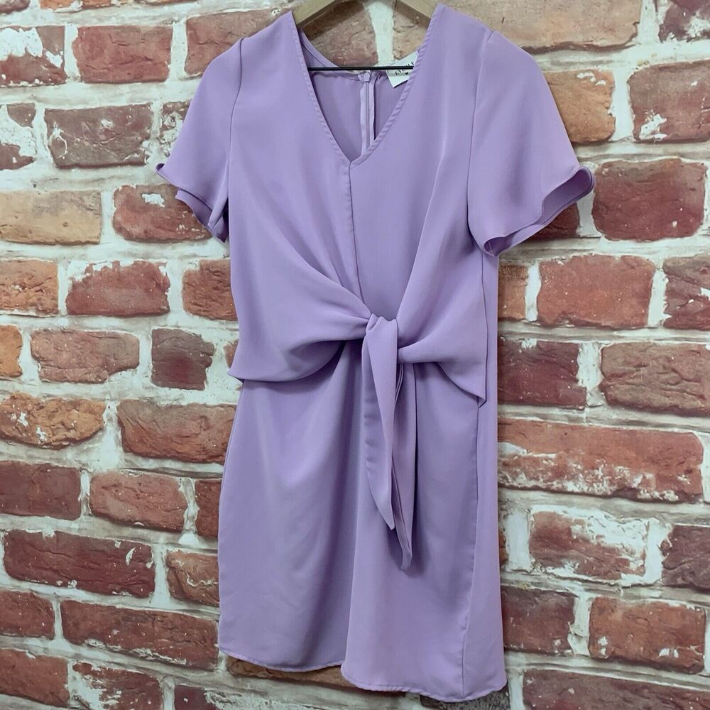 Anthropologie Everly Dress Women's Small Purple Tie Accent Casual Work Zip Up - Picture 3 of 10
